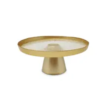 Classic Touch Glass Footed Cake Plate with Gold Rim Ø32cm