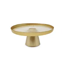 Glazen Taartplateau met Voet en Gouden Rand Ø32cm