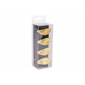 Napkin Ring Set4 Leaf Gold