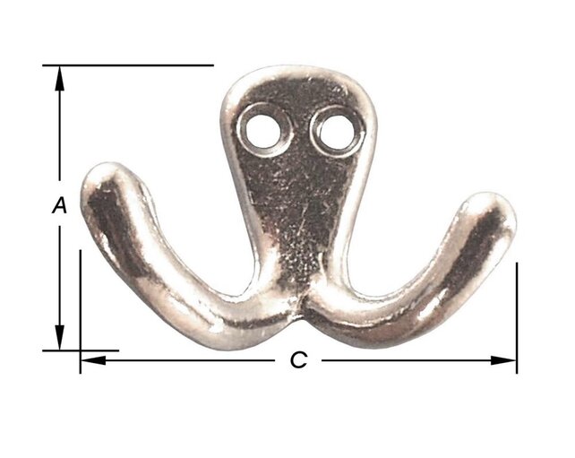 Coat Hooks, Double, Aluminum