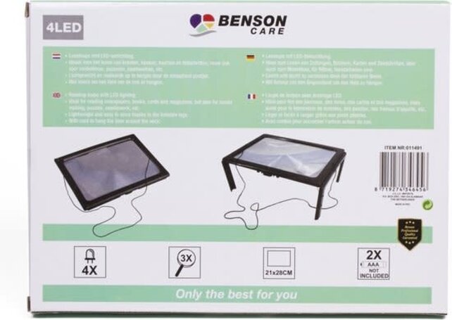 Benson Reading Magnifying Glass A4 4 x LED