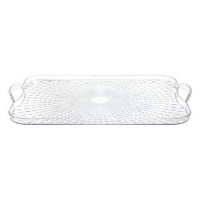 Rectangular plastic tray with handles - clear