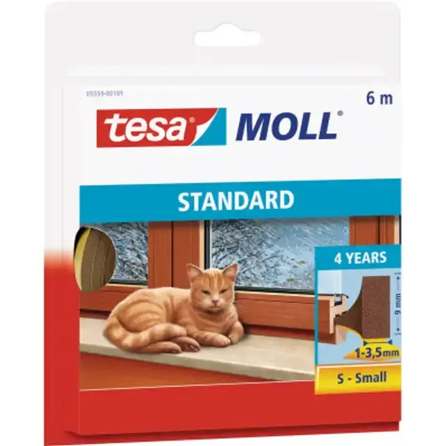 Tesa Moll tochtstrip standard I-profiel 4jr, 6m bruin