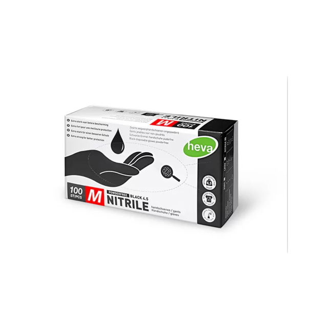 Heva Zwarte Nitril Handschoenen - 100 Stuks