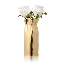 Waterdale  Faux Floral Paper Bag Goud