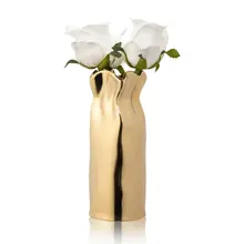 Faux Floral Paper Bag - Goud