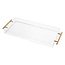 Vikko - Serving, Acrylic, Rectangle Tray, Clear with Gold Handle,