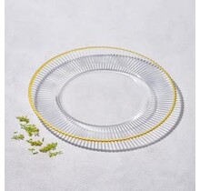 Viko  Melody Ribbed Glass Charger with Gold Rim