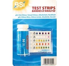 BSI 50 Bandelettes de Test pour Eau de Piscine – pH, Chlore & Alcalinité