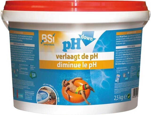 BSI pH Down Poudre Piscine Spa – Réduit le pH de votre piscine ou spa - 2,5 kg