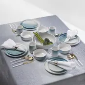 Service de Vaisselle en Porcelaine 16 Pièces - Breeze Green- Service pour 4
