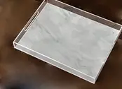 Lucite Medium 13” x 9.5” Multi Purpose Marble Design Tray with handles