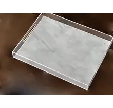 Lucite Medium 13” x 9.5” Multi Purpose Marble Design Tray with handles