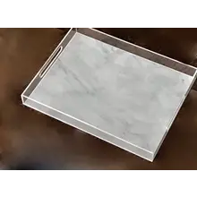 Lucite Marble Design Tray with handles - Medium