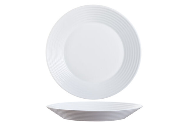 Luminarc Harena Sophisticated Ridged Edges Soup Plate 23cm White - 6pcs