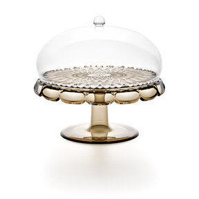Vanity Cake Stand with Dome - Brown