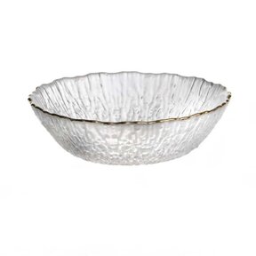 Set mit 6 runden Glas-Schalen mit Goldrand