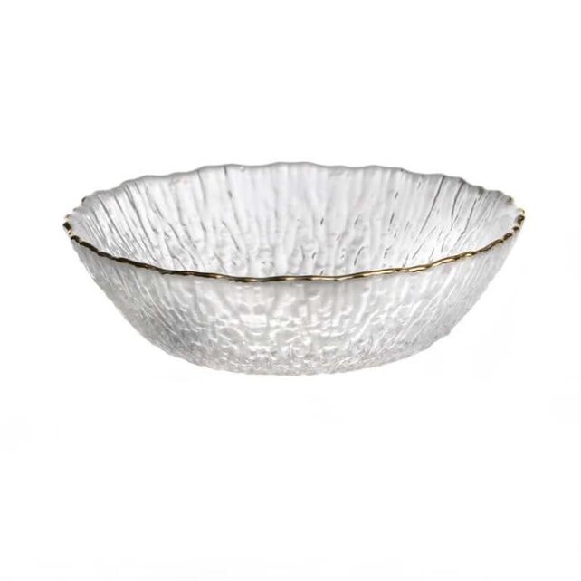 Paldinox  Bol en Verre Rond avec Bord Doré