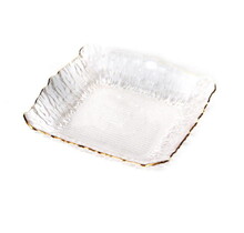 Paldinox Square Glass Dessert Plate with Gold Rim