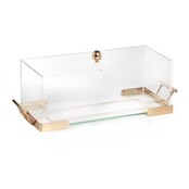 Paldinox Acrylic Rectangular Tray with Dome and Gold Frame