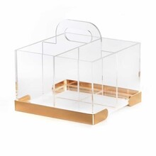 Acryl bestekhouder met gouden frame