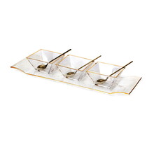 Paldinox hammered glass tray with three bowls and spoons