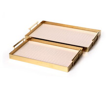 Paldinox set 2 rechtengular Trays cream with gold matt frame