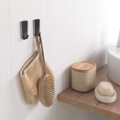 Metaltex 2 Black Stainless Steel Adhesive Hooks