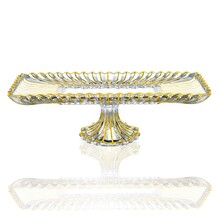 Line footed cake tray with gold 295 mm
