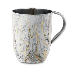 Powder Coated Wash Cup White & Gold