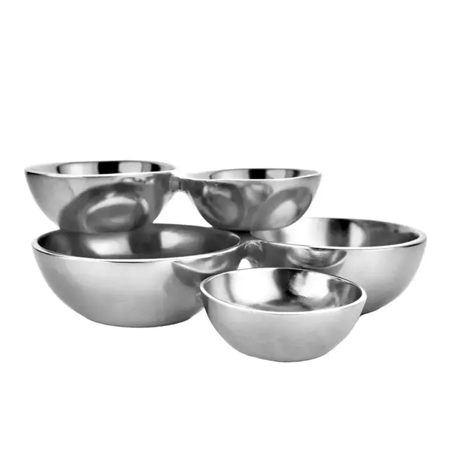 Godinger Silver Metal Serving Bowls Set of 5 – Modern Cluster Design for Desserts & Appetizers
