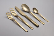 Brilliant Silver Swirl Full Gold Flatware 30pcs