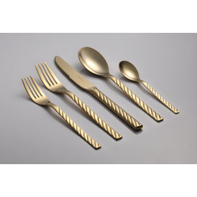 Brilliant Silver Swirl Full Gold Flatware 30pcs