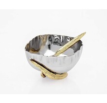 CRUMPLED LEAF SALT DISH W/ SPOEN