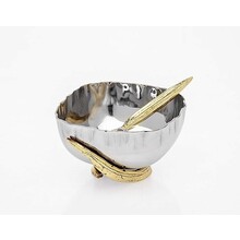 CRUMPLED LEAF SALT DISH W/ SPOEN