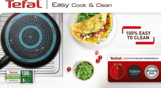 Tefal Easy Cook & Clean Sauteuse 26 cm avec Couvercle en Verre