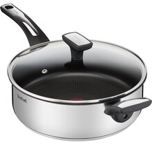 Tefal Emotion Schmorpfanne 26 cm aus Edelstahl mit Glasdeckel und Antihaftbeschichtung