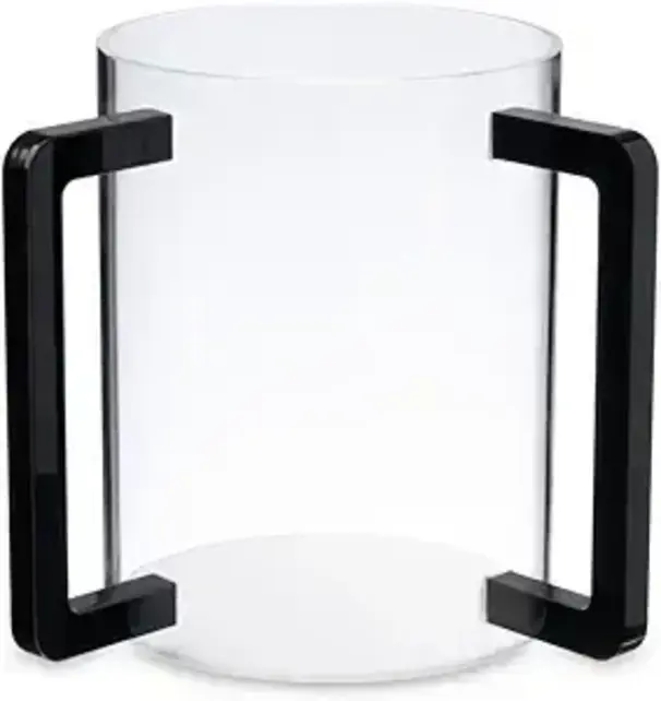 Godinger Dov Gobelet de Lavage Transparent avec Poignées Noires