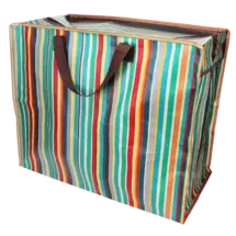 Jumbo Storage Bag with Zipper – Retro 70s Stripe Design
