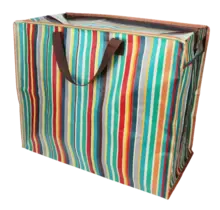 Rex Grand sac de rangement zippé – Motif rayé rétro années 70