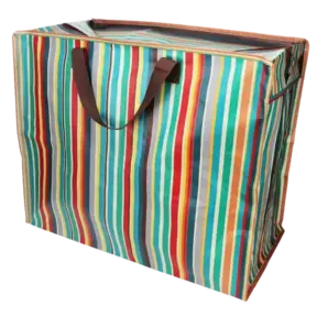 Jumbo Storage Bag with Zipper – Retro 70s Stripe Design