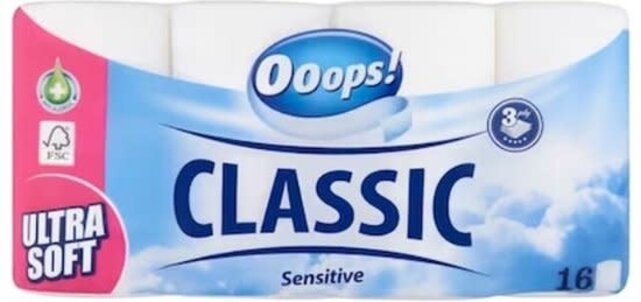 Ooops! Classic Sensitive Toiletpapier – 16 Rollen
