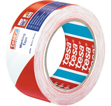 Tesa Ruban de Signalisation PVC Rouge-Blanc – Marquage de Sécurité