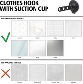 Brabantia Folding Clothes Hook - with Suction Cup - Black