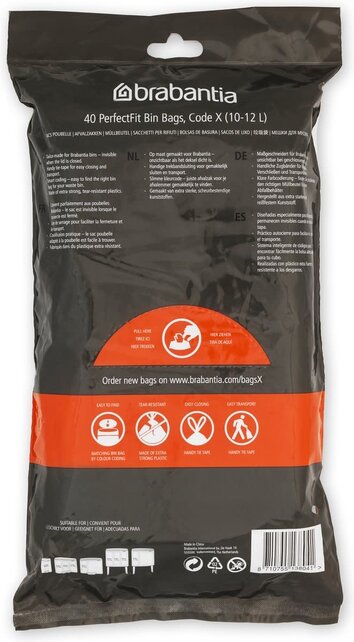 Brabantia Perfect Fit Bin Bags – 10/12L – 40 Bags – Code X