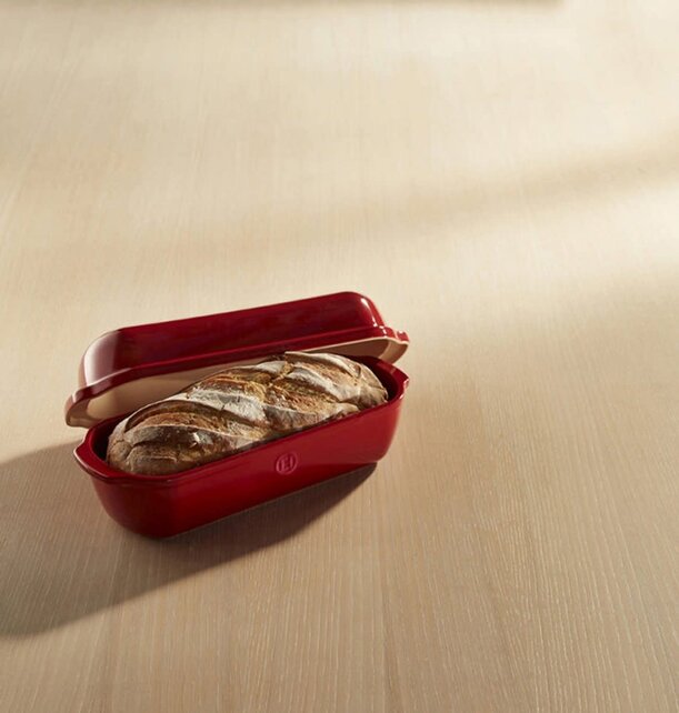 Emile Henry Italian Bread Baker, ceramic, Burgundy, 13.4 x 5.3