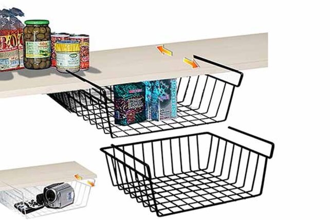 Artex Under Shelf Storage Basket 40cm – Black Metal