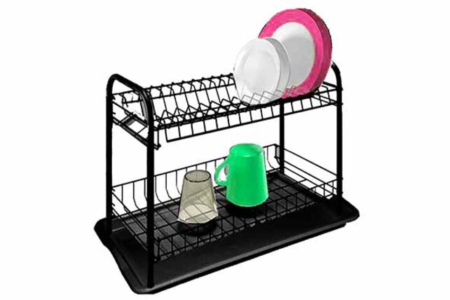 Artex  Dish Rack Black Metal with Plastic Drip Tray