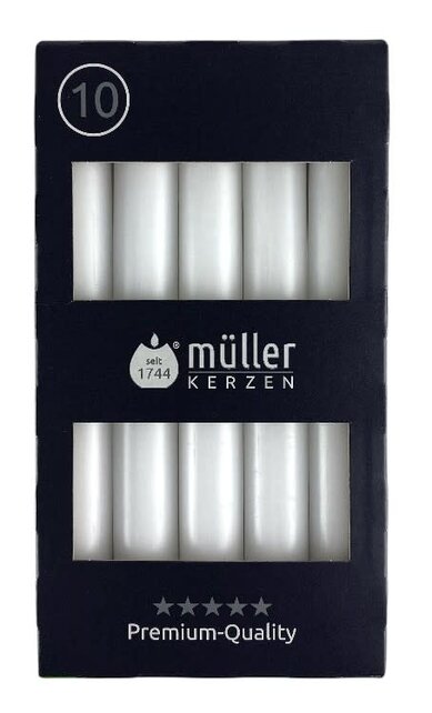 Muller Tafelkerzen Weiß – 10 Stück