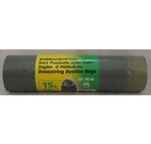 Cleany Drawstring Trash Bags Black – 50L | 15 Pieces